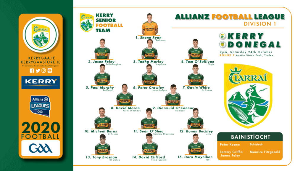 Team Announcement Kerry vs Donegal Kerry GAA