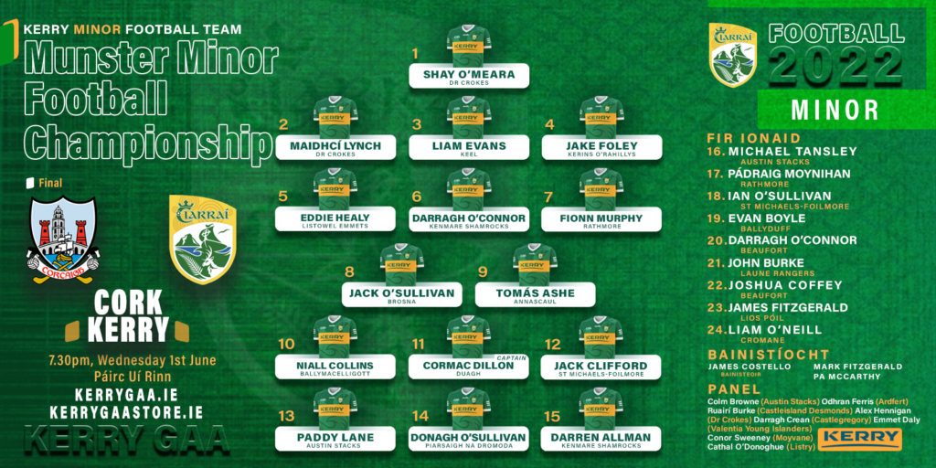 Team Announcement Kerry vs Cork Electric Ireland Munster MFC Final