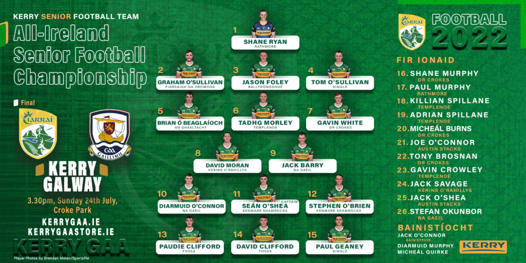 Team Announcement Kerry vs Galway AllIreland Final 2022 Kerry GAA