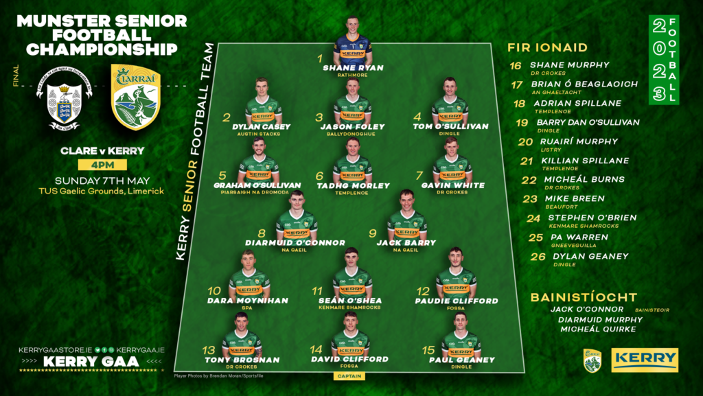 Team Announcement Kerry vs Clare Munster Final Kerry GAA