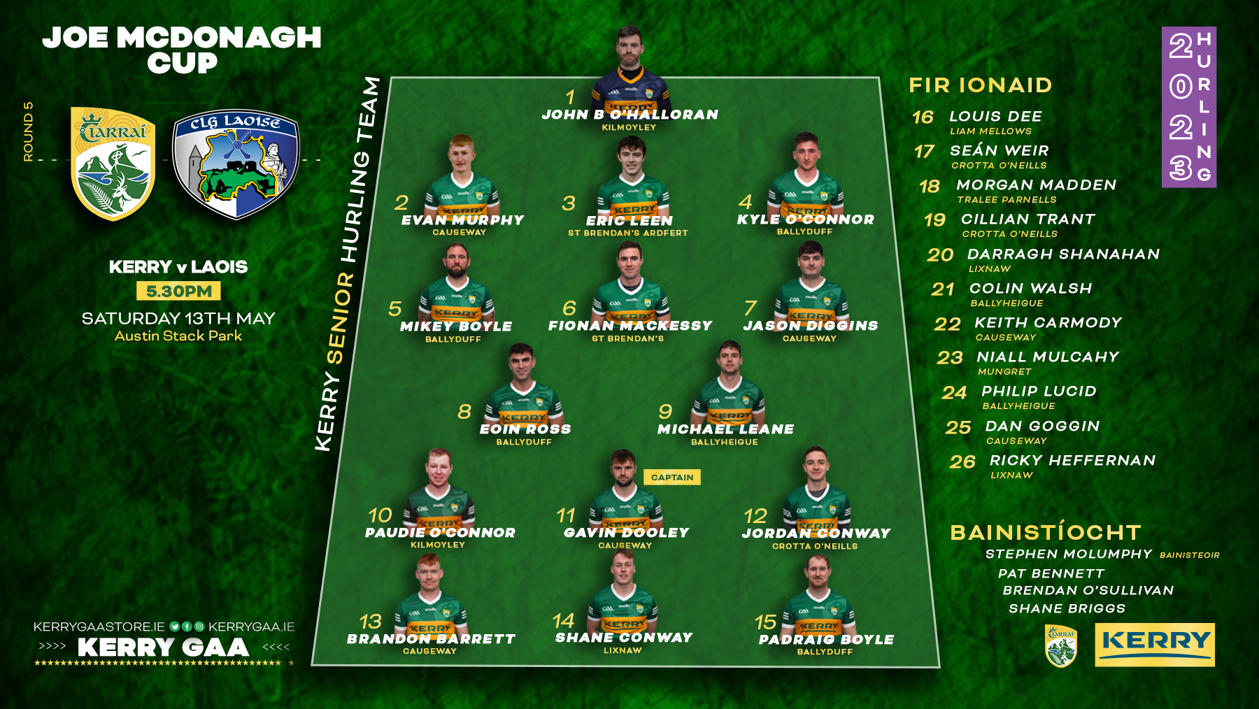 Team Announcement Kerry vs Laois Joe McDonagh Cup Kerry GAA