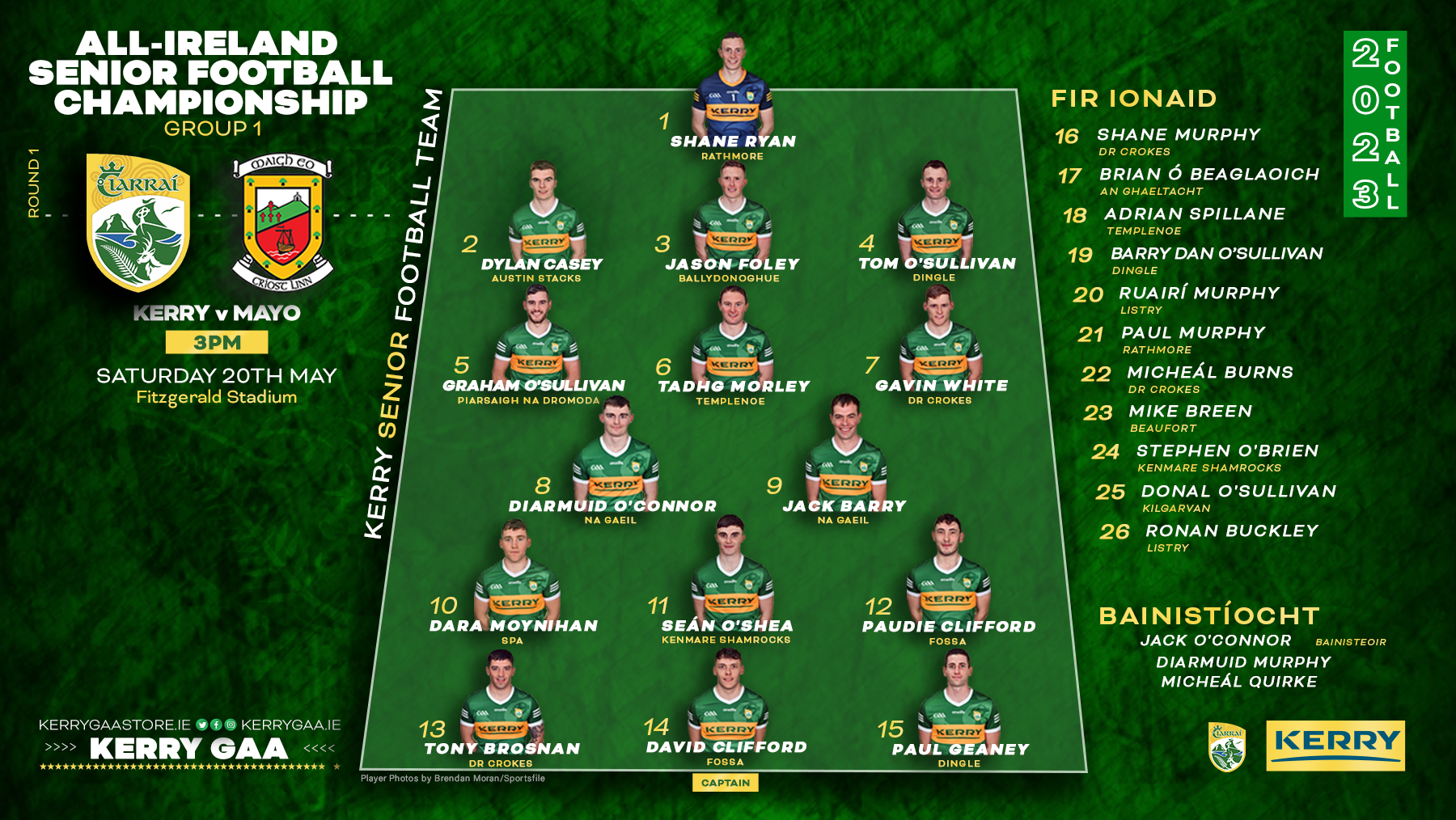 Team Announcement Kerry vs Mayo AllIreland SFC Kerry GAA