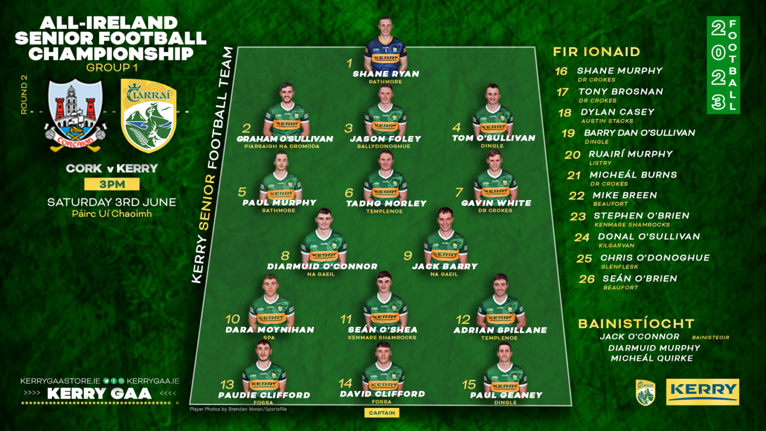 Team Announcement Kerry vs Cork AllIreland SFC Kerry GAA